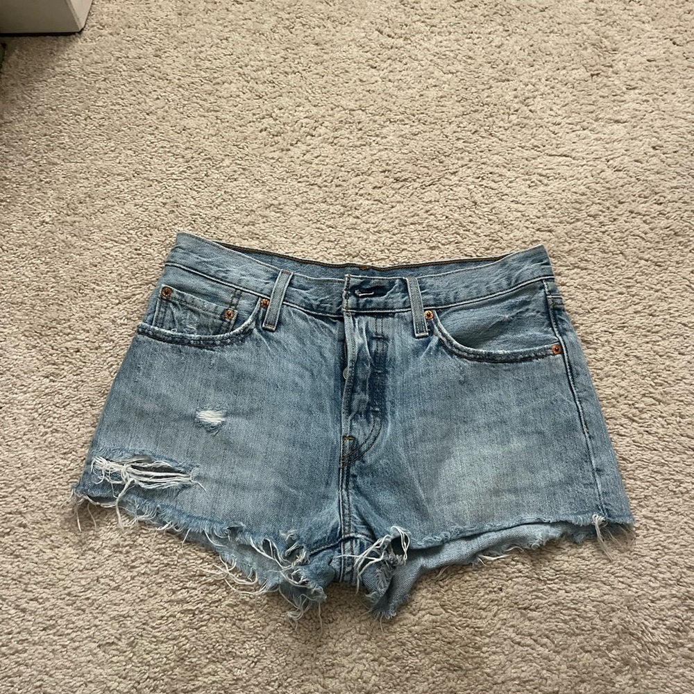 Levi's Light Blue Distressed Jean Shorts